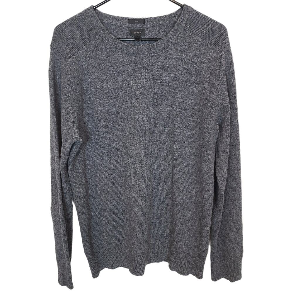 J. Crew Mens Wool Alpaca Pullover Sweater Size L Slim Fit Preppy Minimalist Ivy
